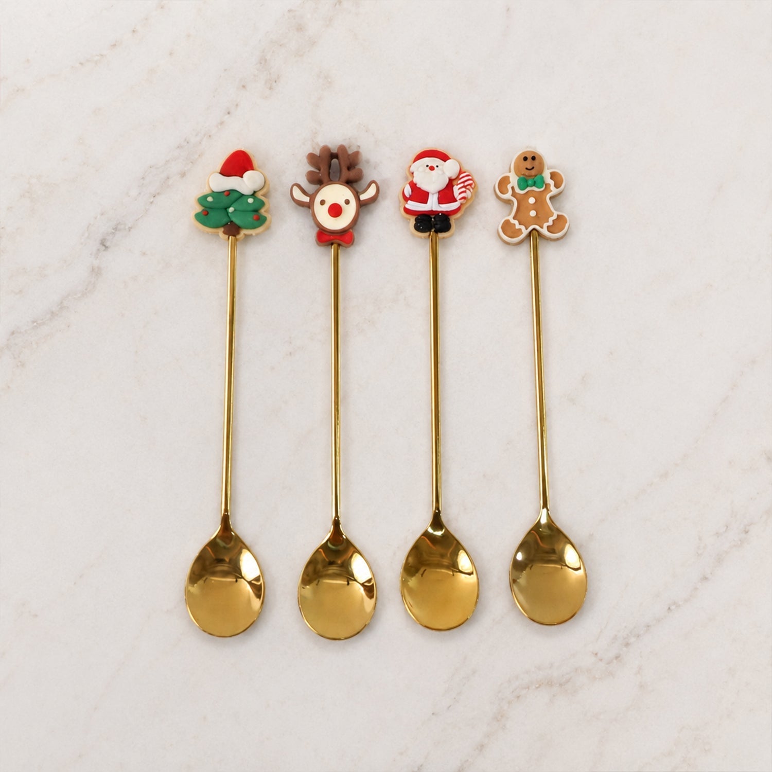 Assorted spoons with attractive golden finish and cartoon design