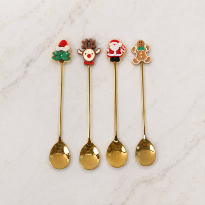 Assorted spoons with attractive golden finish and cartoon design