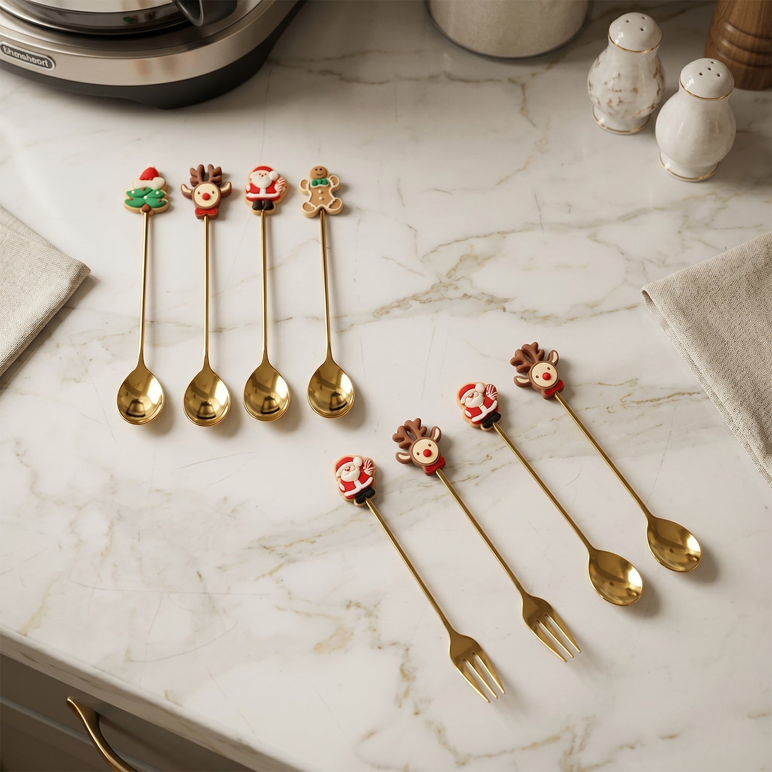 Steel spoons with cute cartoon faces for kids and adults