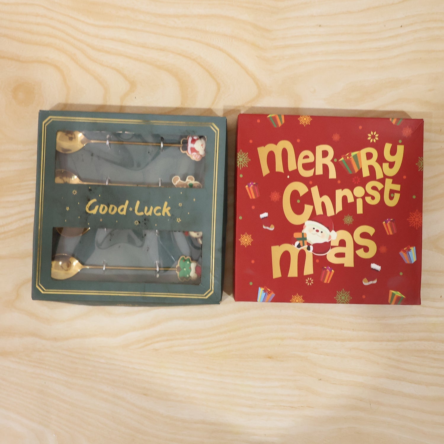 Product package with stylish gift box of cartoon spoons