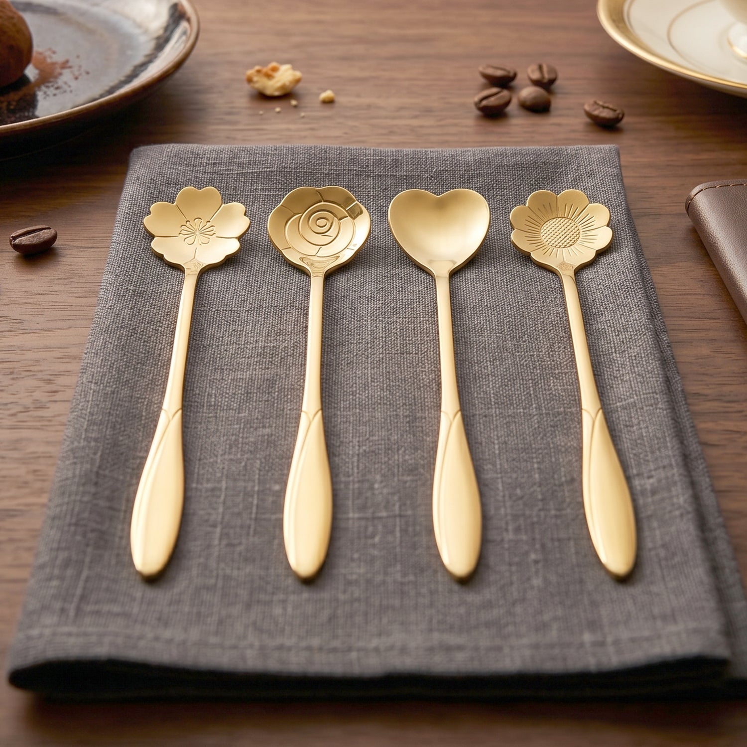 Detail of golden spoon design and craftsmanship