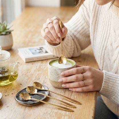 Elegant golden spoons suitable for dessert or tea use