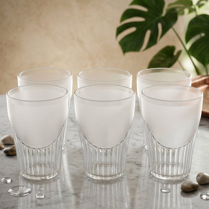 Classic unbreakable plastic juice glass set of 6, elegant ribbed design