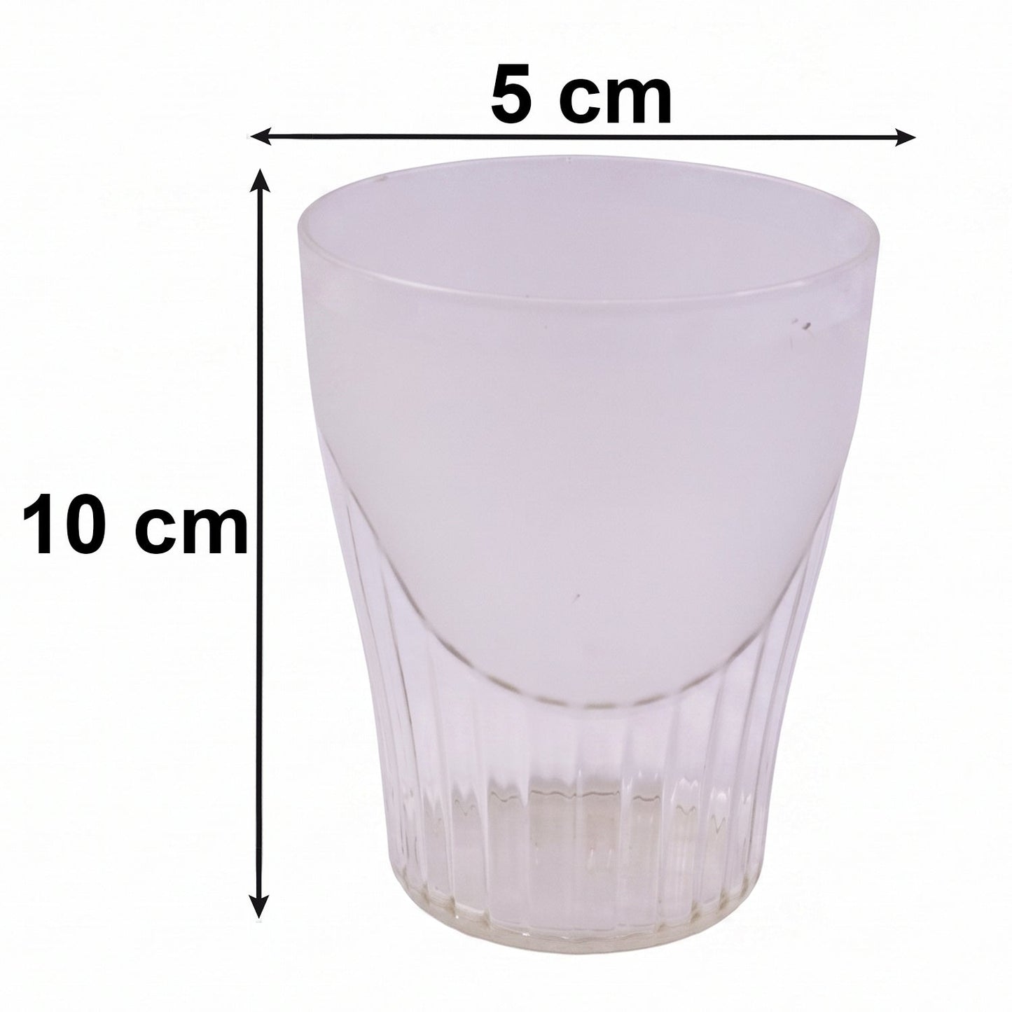 Size guide for 250ml unbreakable plastic juice glasses