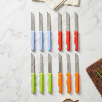 Stainless steel vegetable and fruit cutting knives in the set