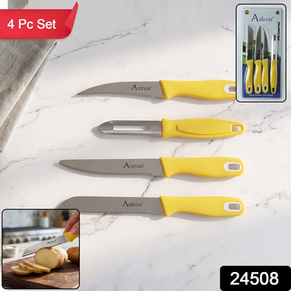 Variety of knives and peeler in kitchen knife set