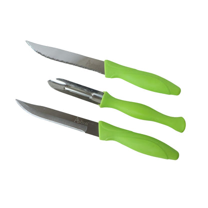 Swivel peeler and utility knife on white background for kitchen tasks