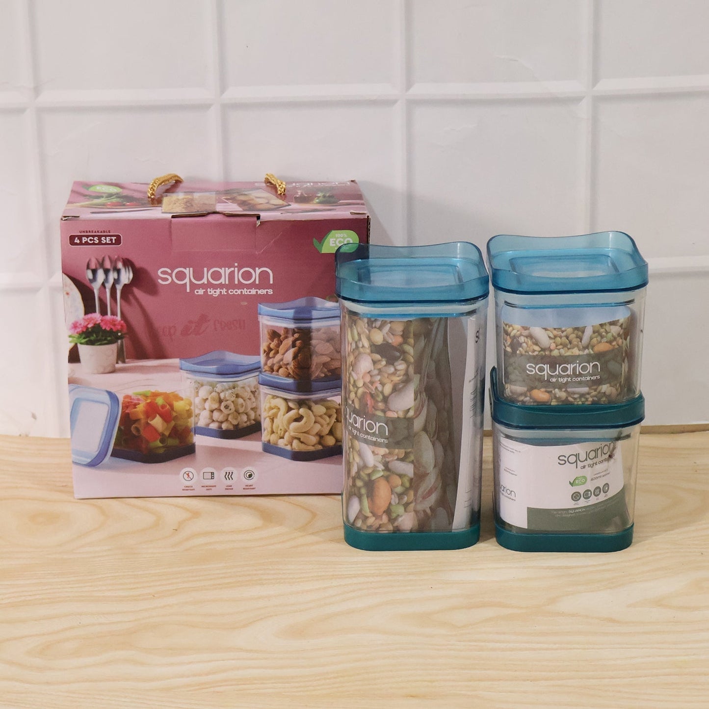 Size guide for Airtight Food Storage Containers with dimensions in centimeters