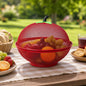 Apple shaped metal net fruit basket with red dome cover for kitchen use