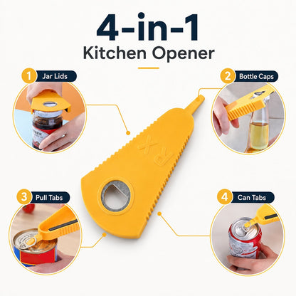 Detailed view of a multipurpose bottle and can opener