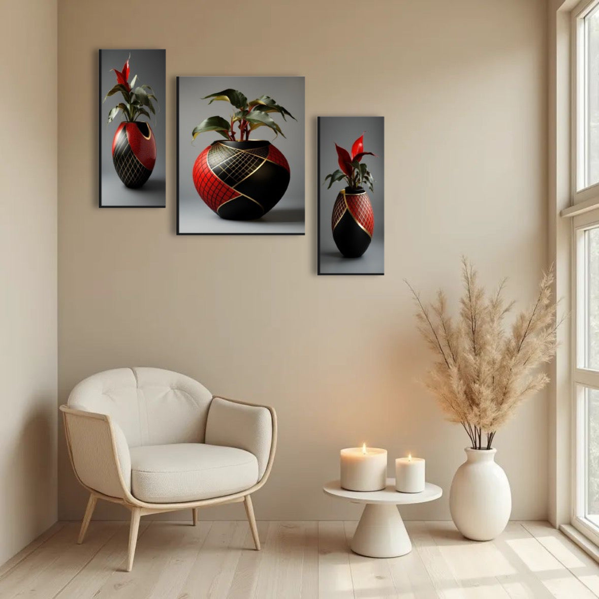 3-panel floral wall art gift suitable for housewarming