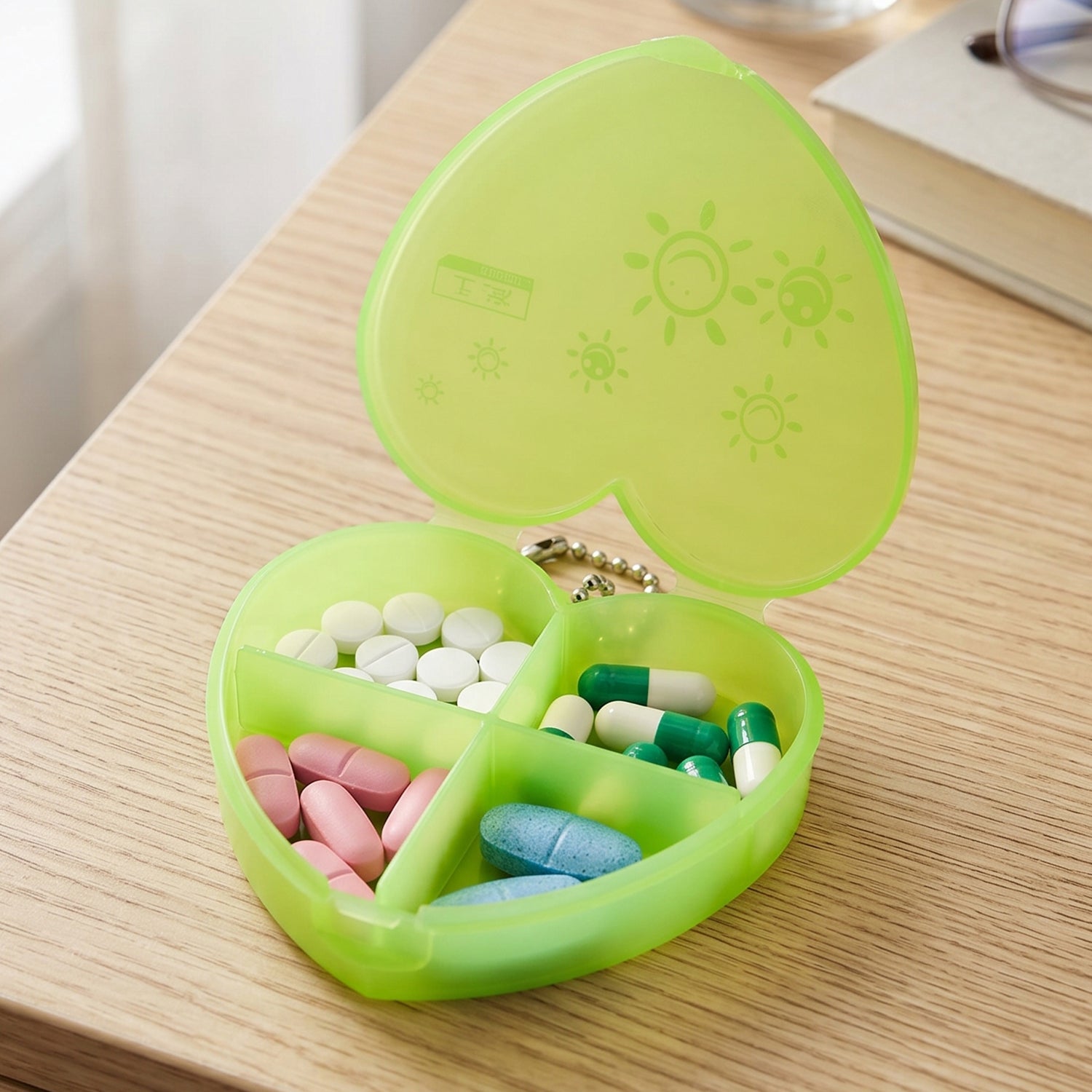 Travel-friendly pill organizer used on the go