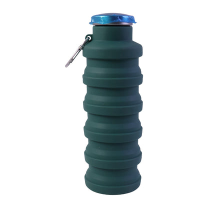 Person using foldable water bottle while traveling