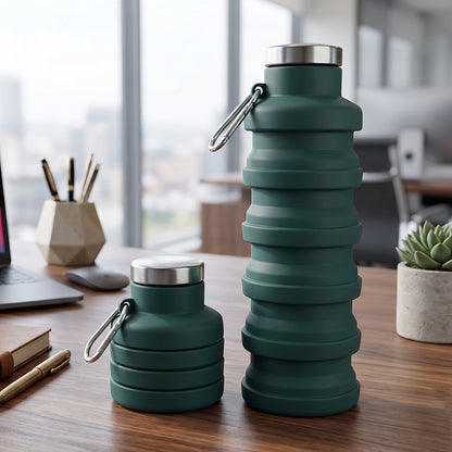 Foldable water bottle being used in daily life