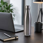 Silver stainless steel leak-proof water bottle for gym and office