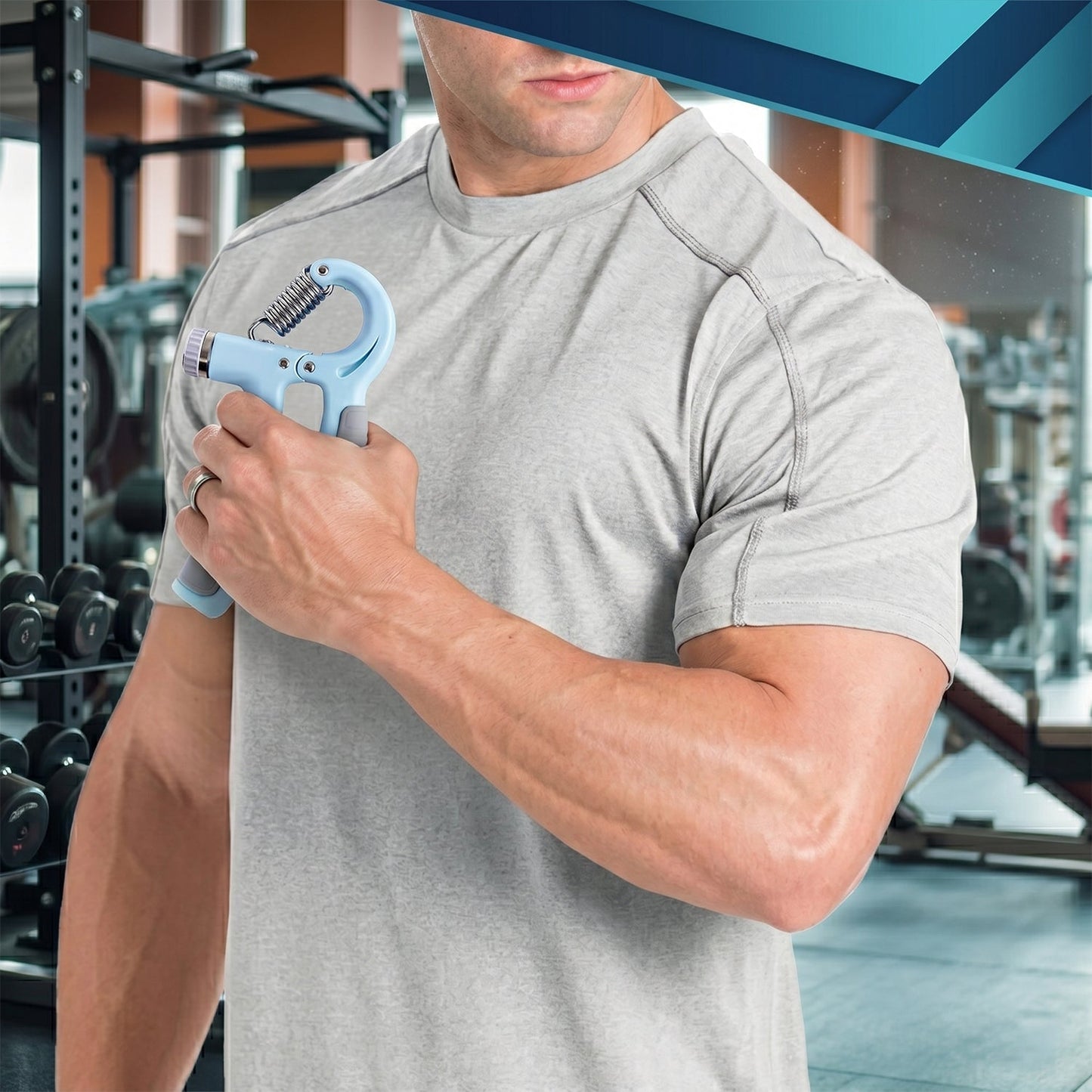 Close-up of hand gripper used for forearm workout