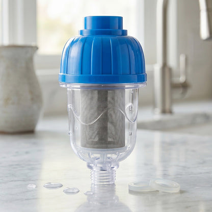 Side view of multi-layer shower filter showing filtration layers