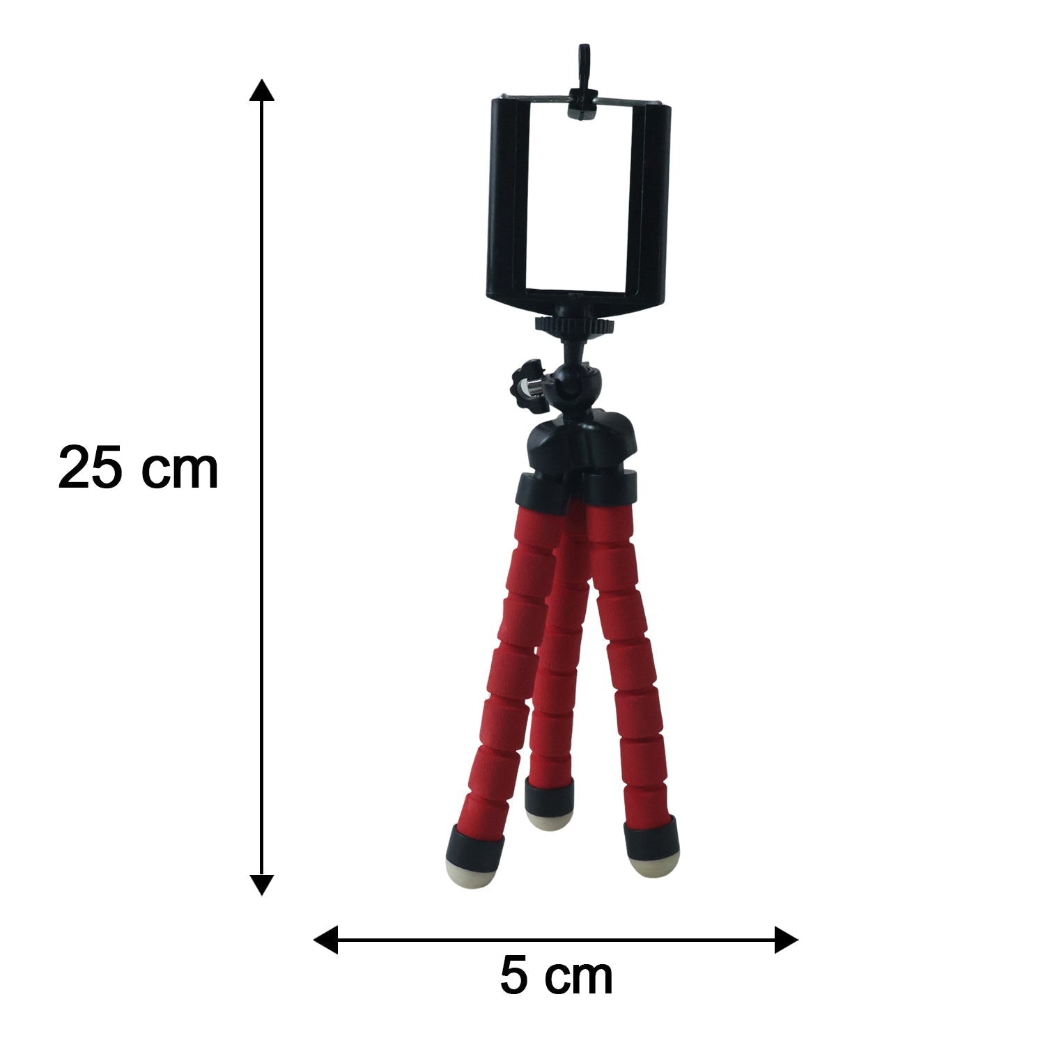 Size guide chart for flexible mini tripods