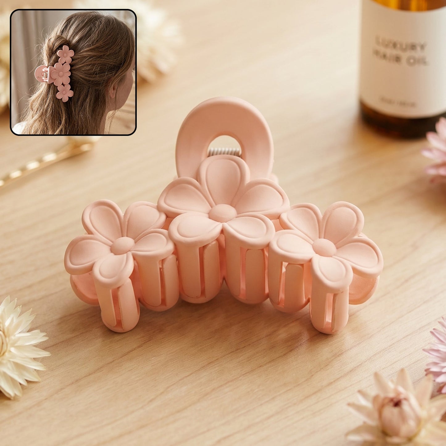 Flower-shaped plastic claw hair clip for women