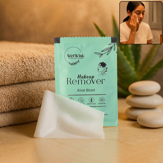 Makeup remover wet wipe for gentle facial cleansing