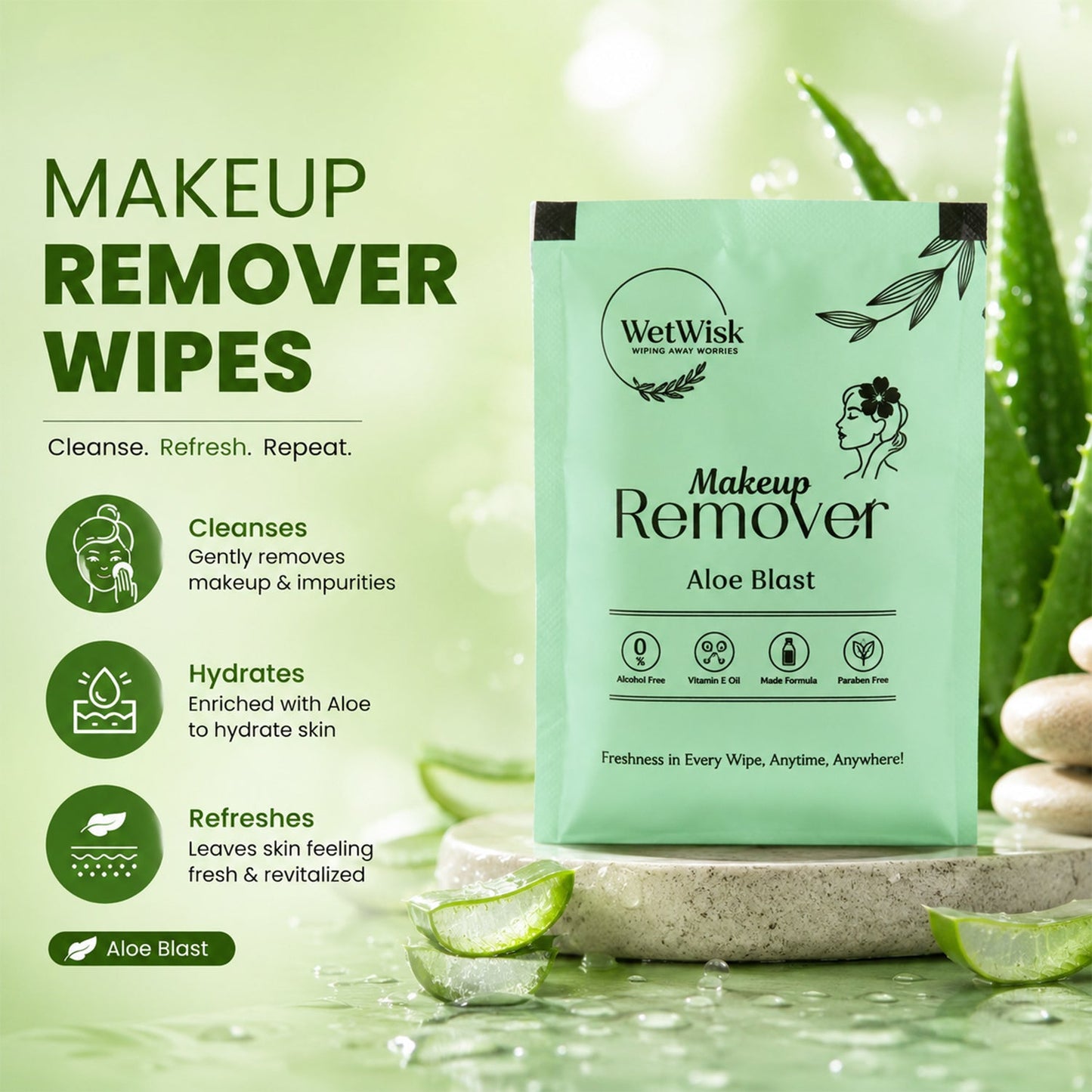 Face cleansing makeup remover wipe for all skin types