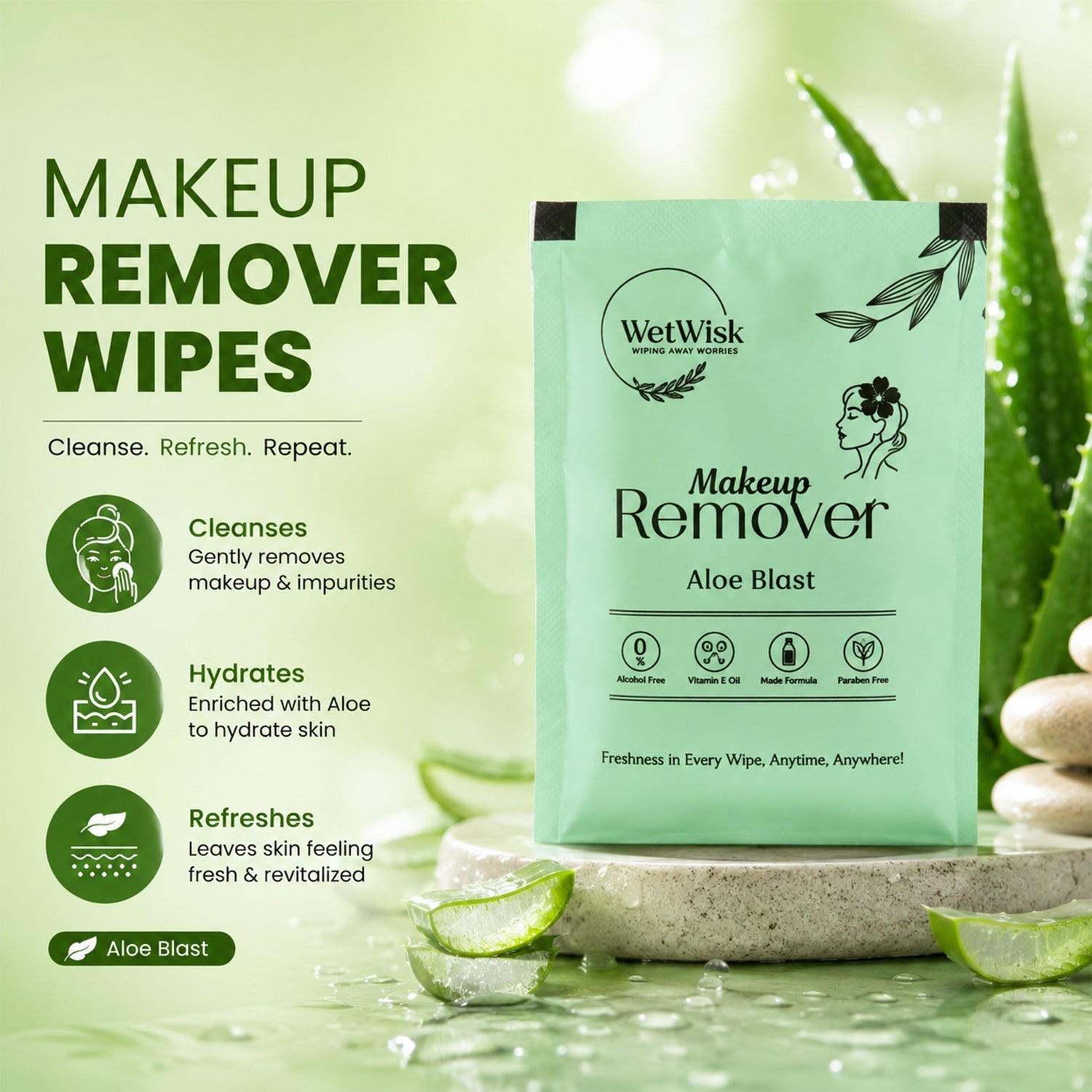 Face cleansing makeup remover wipe for all skin types