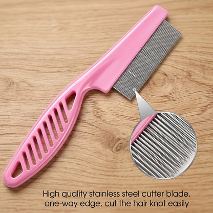 Pet comb shedding grooming tool in hand