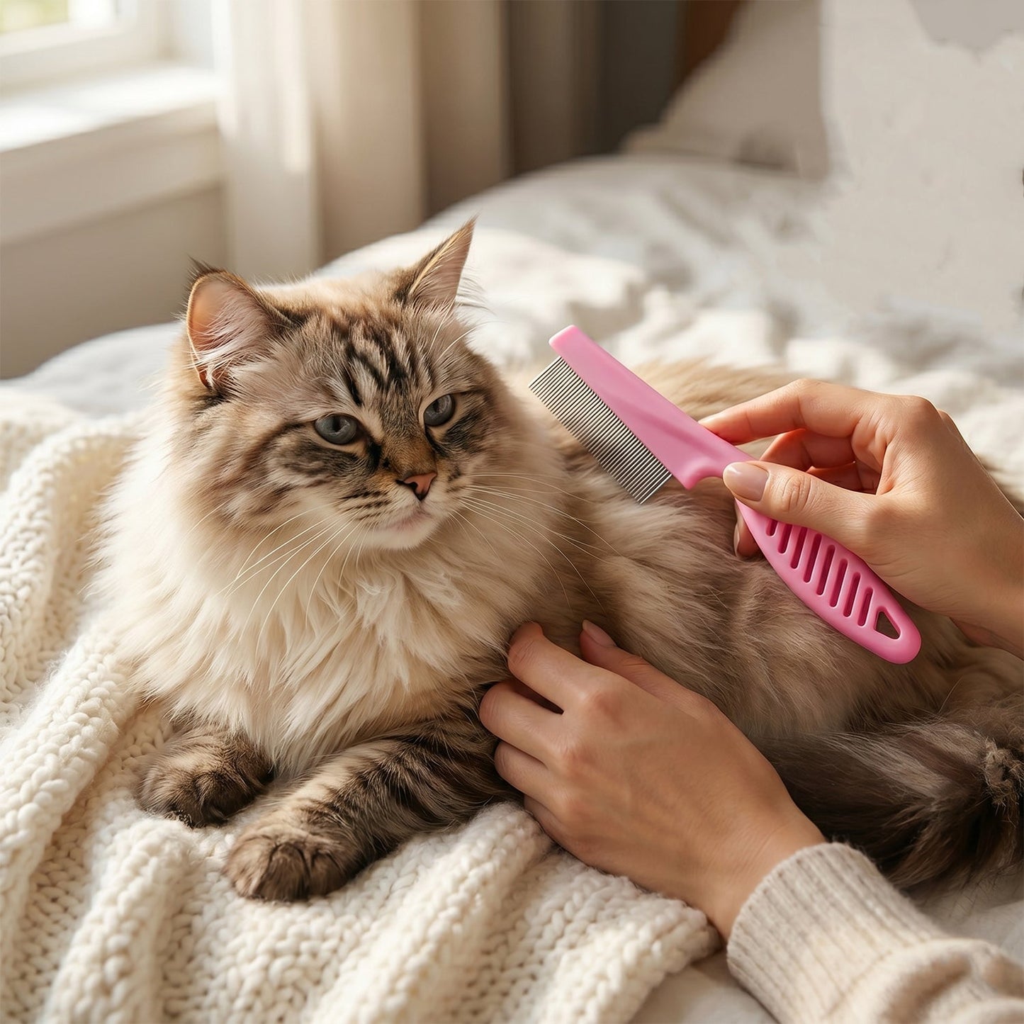 Dog fur removal grooming comb on table