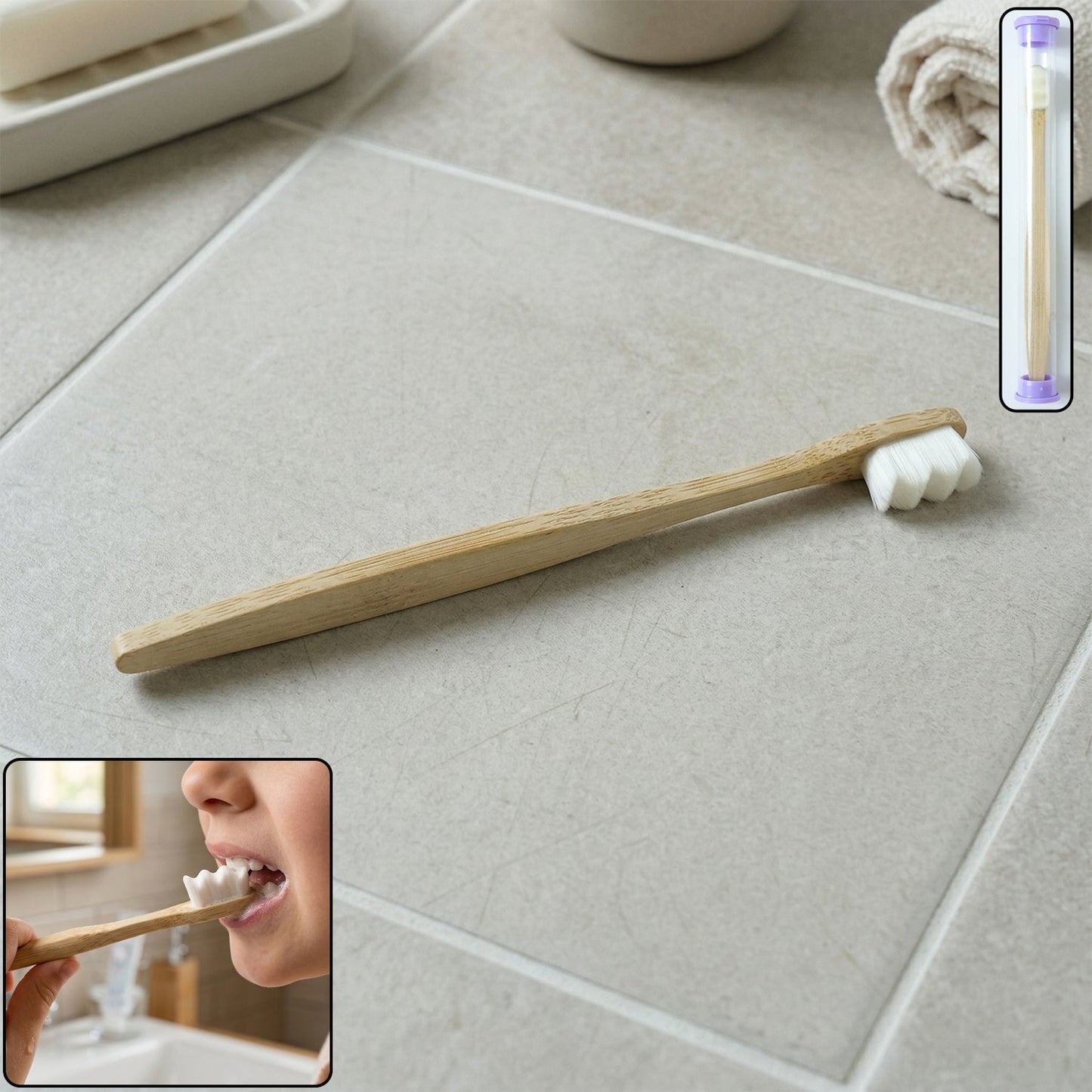 Eco-friendly wooden toothbrush with soft bristles and natural handle