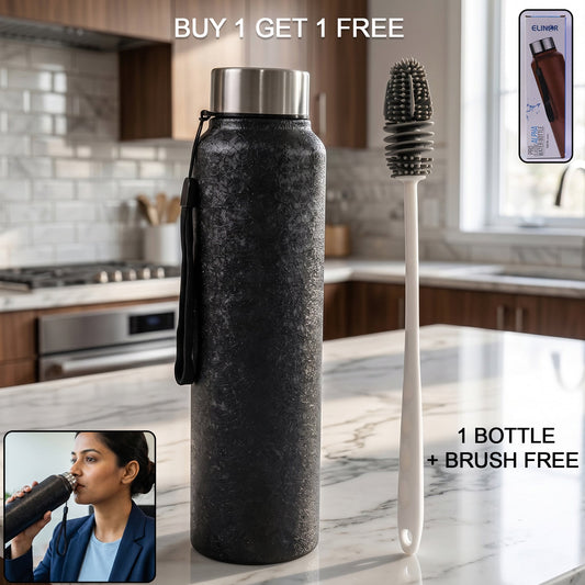 Stainless steel water bottle with free cleaning brush & bonus bottle