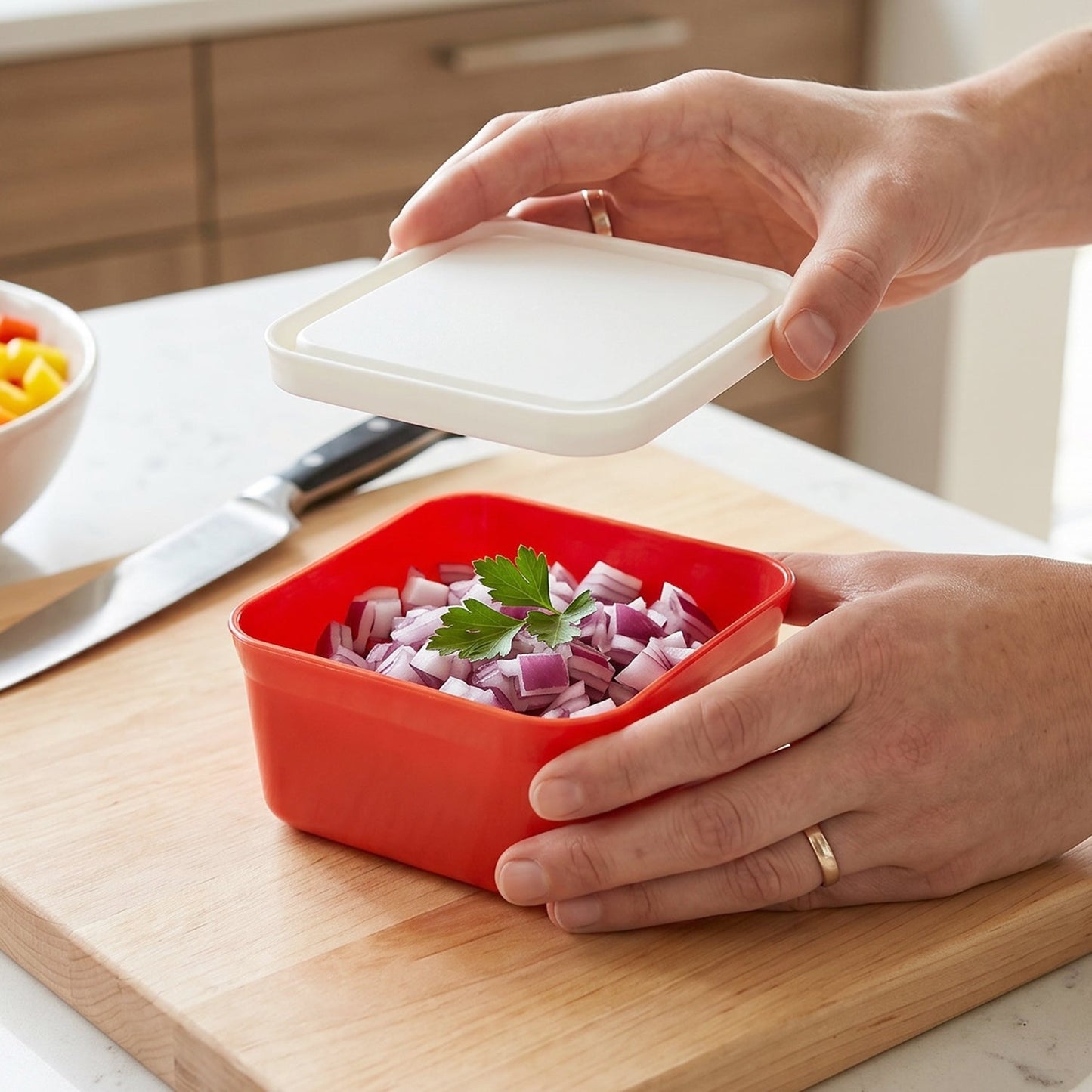 Mini square container ideal for organizing small kitchen items