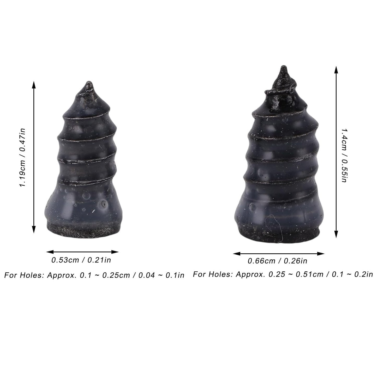 Size comparison of pink tire repair nails for easy identification