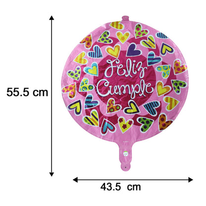 Size guide for colorful foil birthday balloon