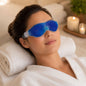 Small blue cooling gel eye mask on a white background