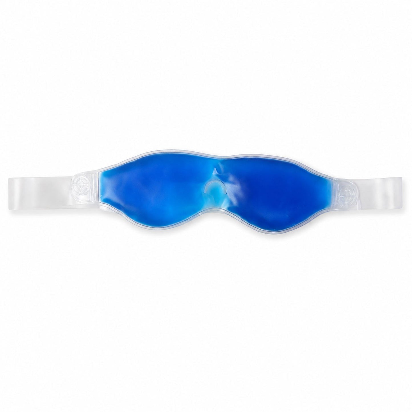Close-up of blue cooling eye mask showing soothing gel texture