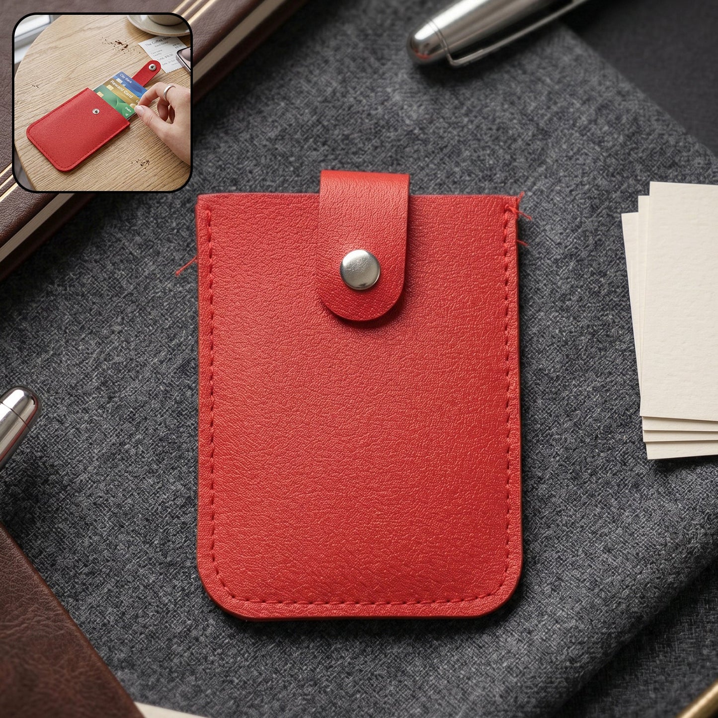 Compact small card holder wallet with slim profile and multiple slots