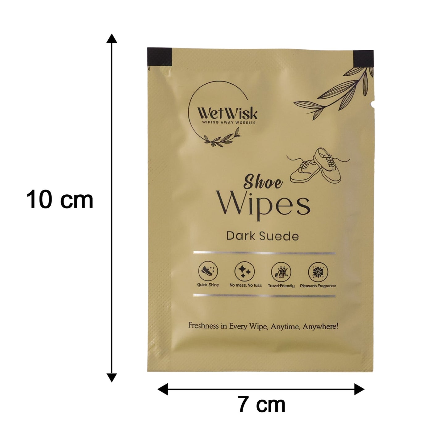 Size reference for shoe cleaning wipes
