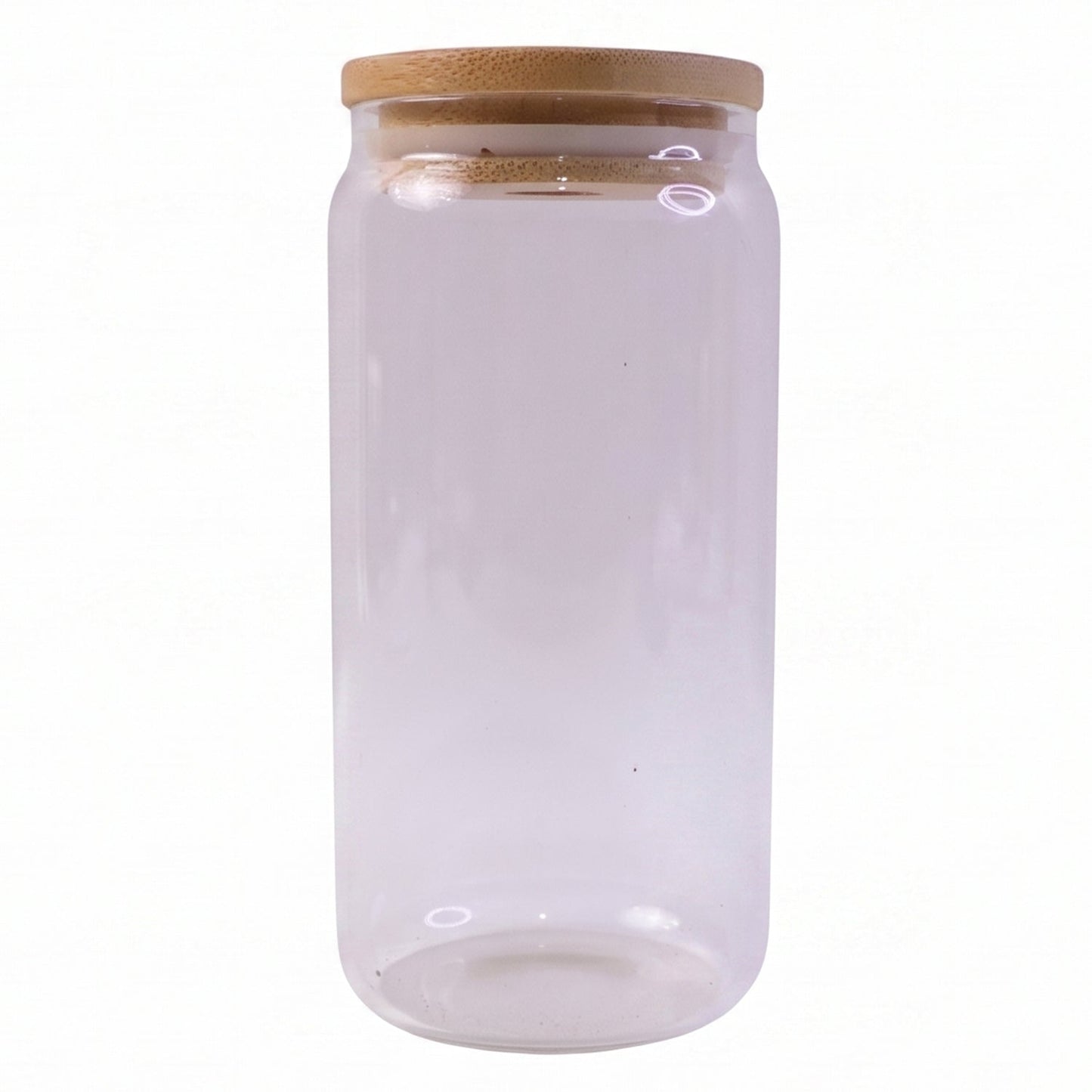 White background display of glass storage jar