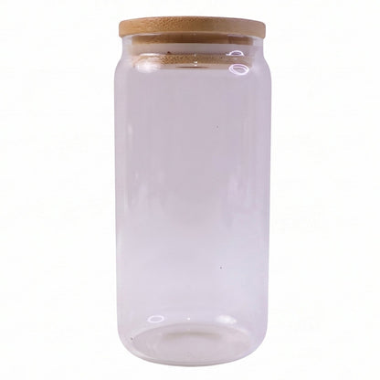 White background display of glass storage jar