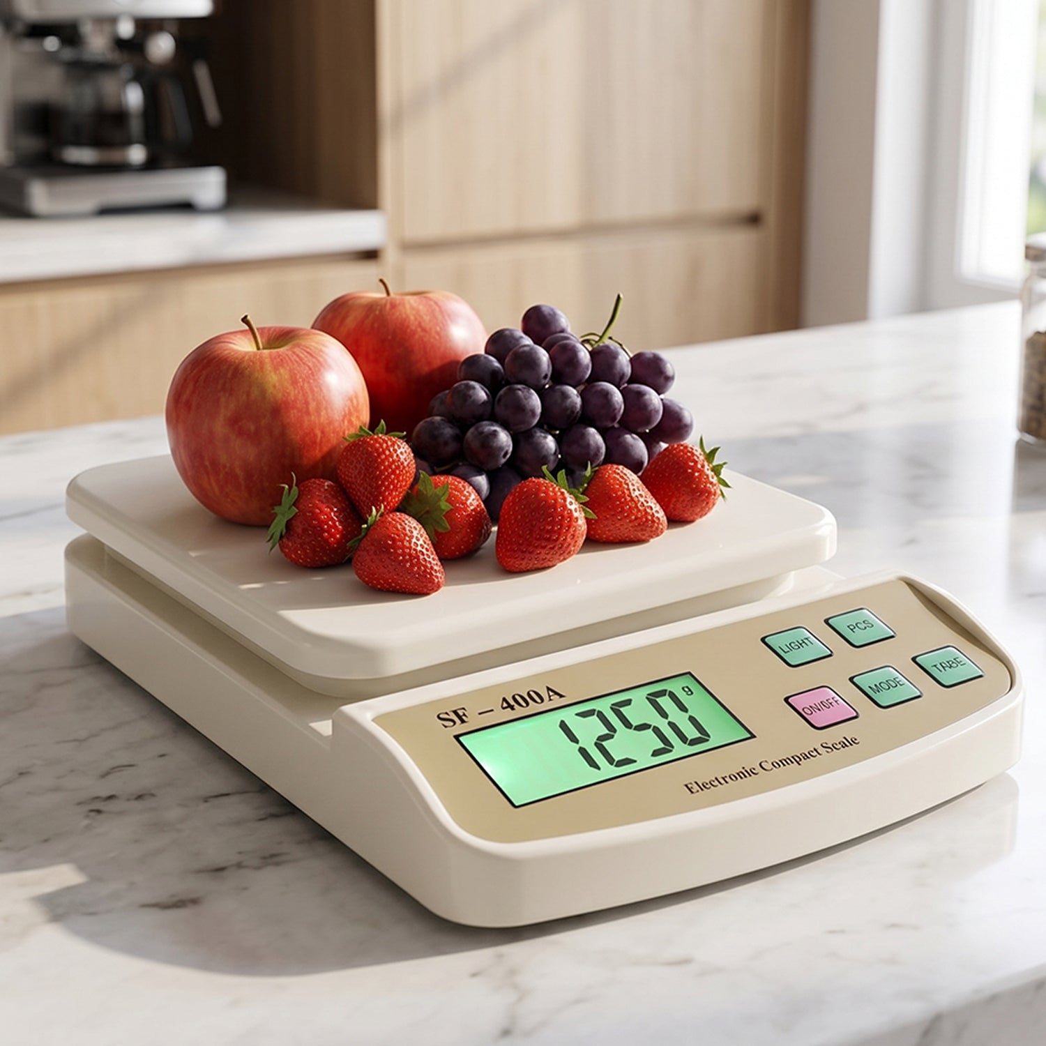 Electronic scale weighing food portions