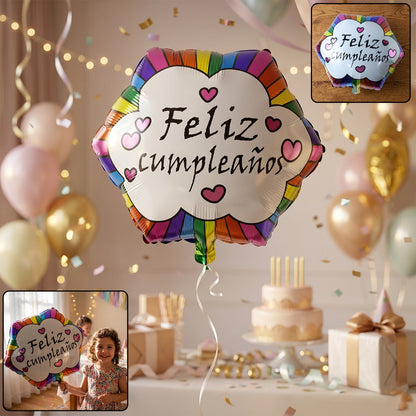 Vibrant Feliz Cumpleanos foil balloon for birthday celebrations