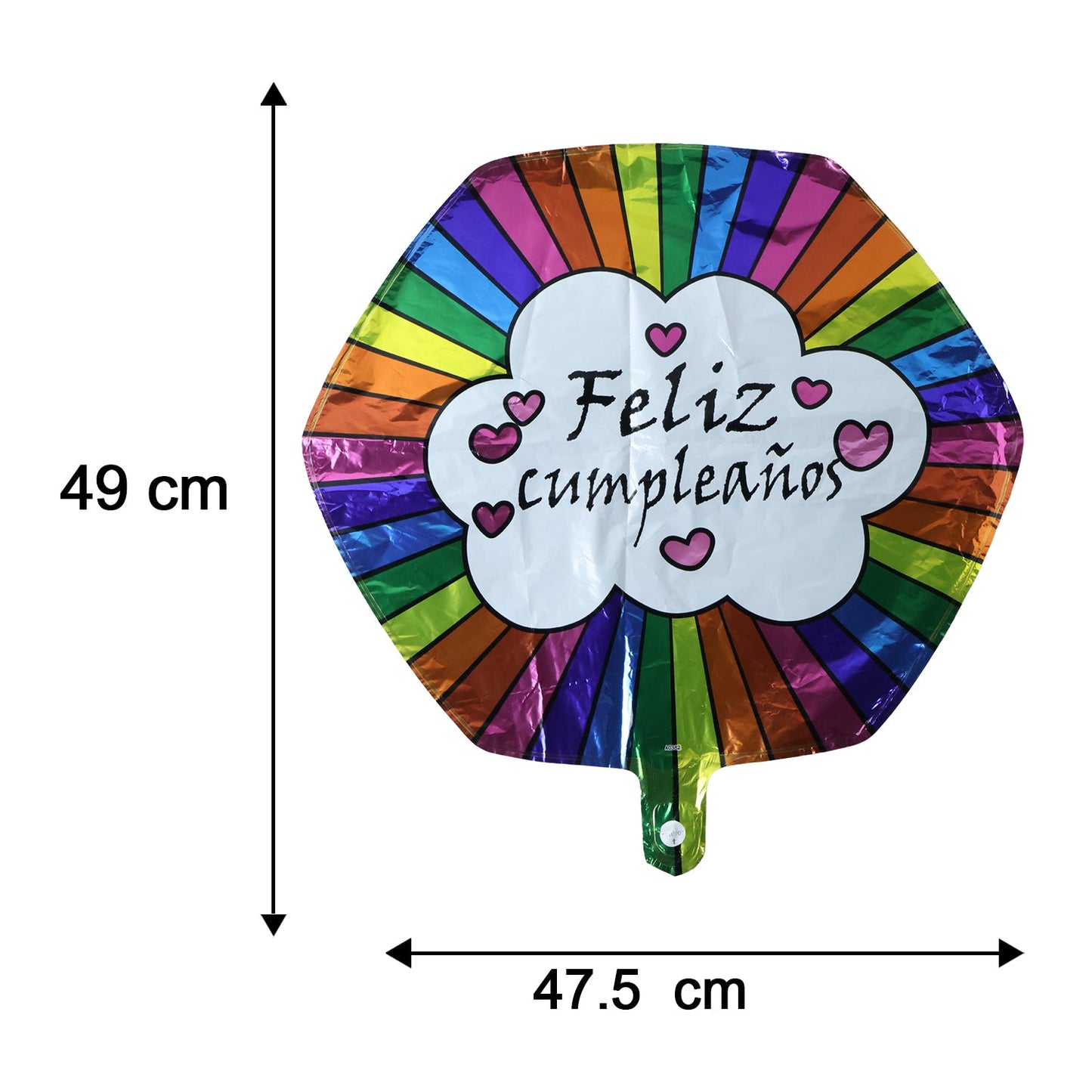 Size reference image of Feliz Cumpleanos foil balloon