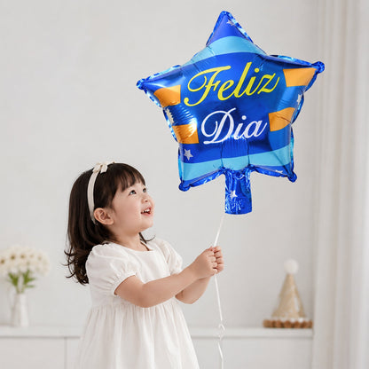 Vibrant blue star-shaped foil balloon for festive decor