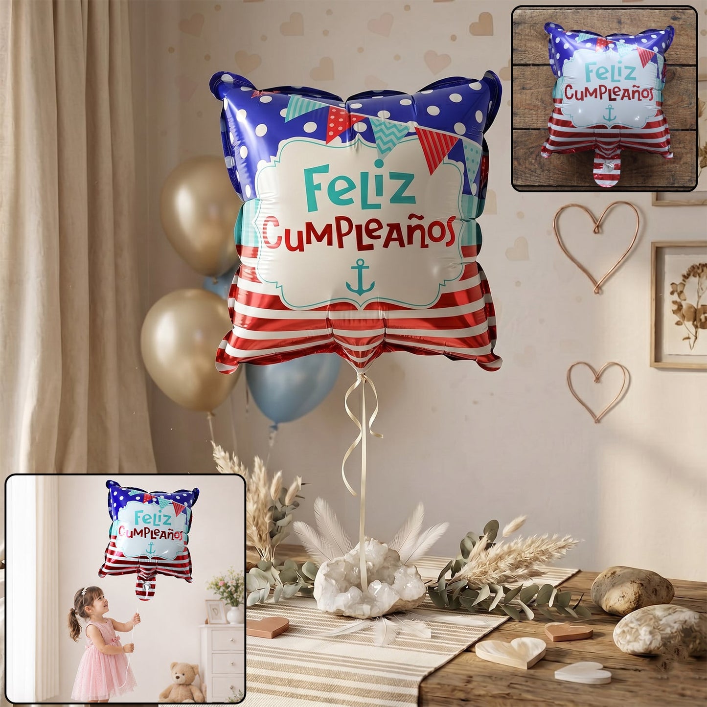 Colorful Feliz Cumpleanos foil birthday balloon for celebration