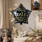 Black star Feliz Ano Nuevo foil balloon with shiny festive look