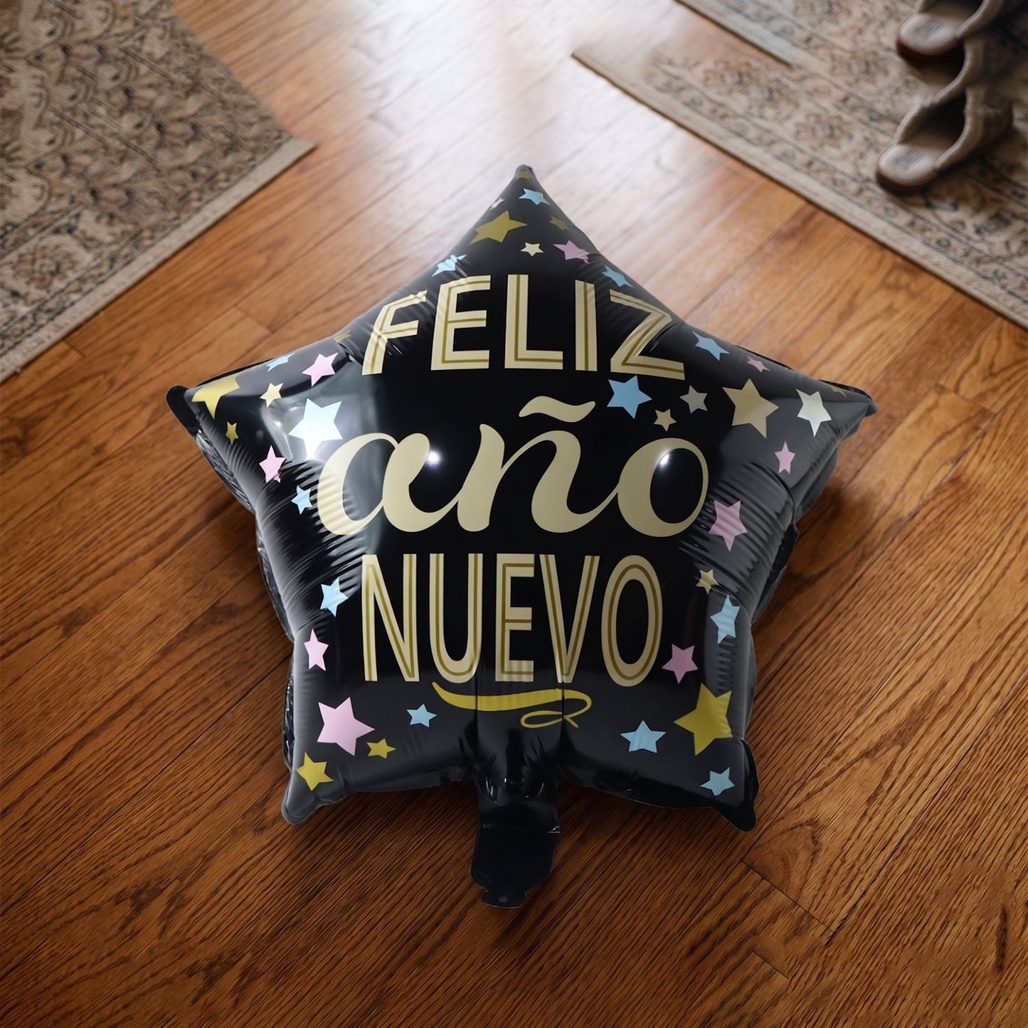 Party display with Black star foil balloon