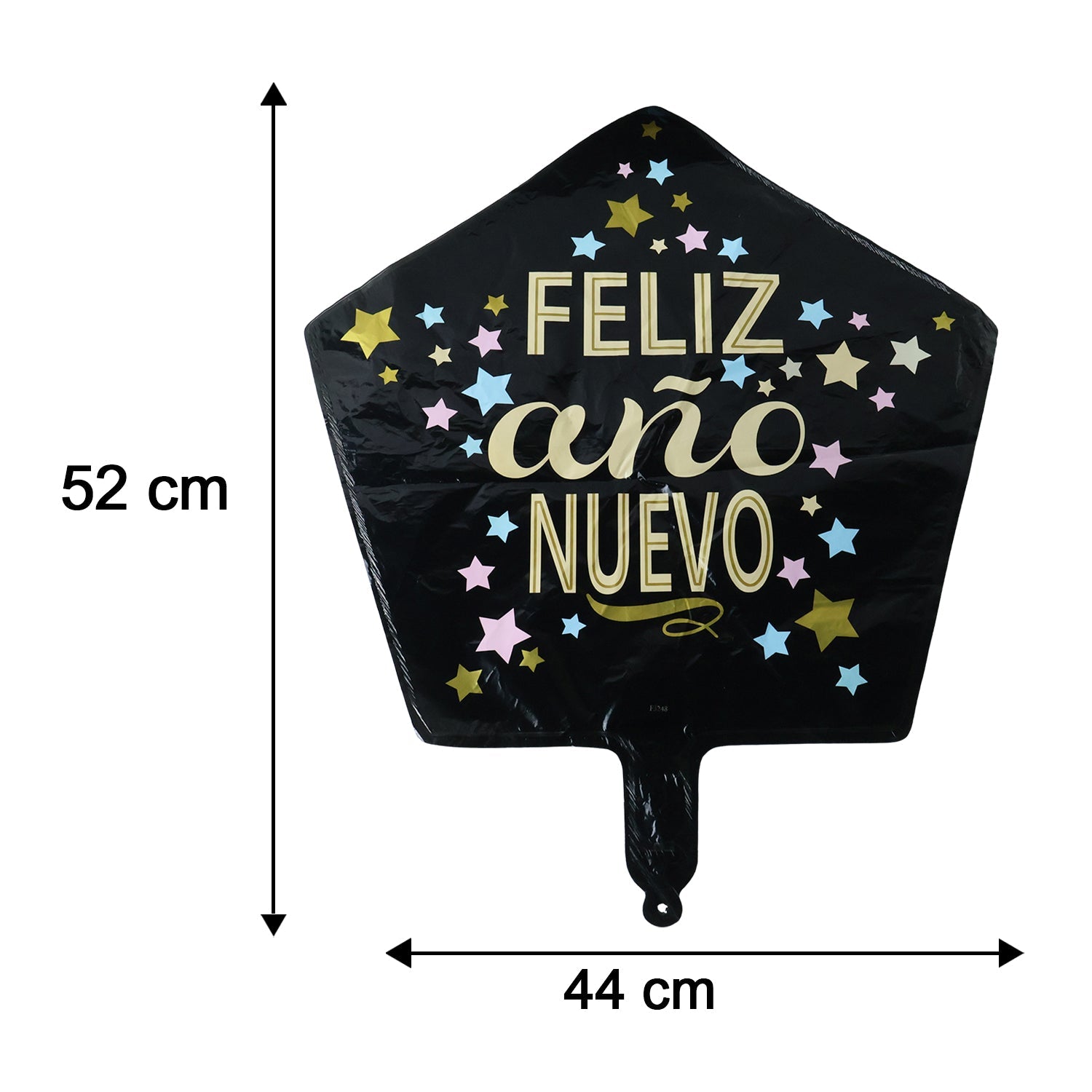 Size guide for Black star balloon with measurements