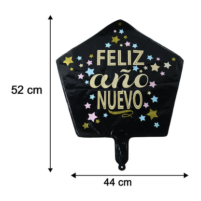 Size guide for Black star balloon with measurements