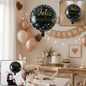 Bright black round foil balloon for birthday celebrations