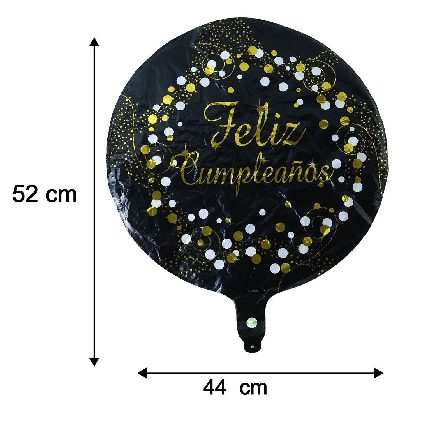 Size guide for black round foil balloon